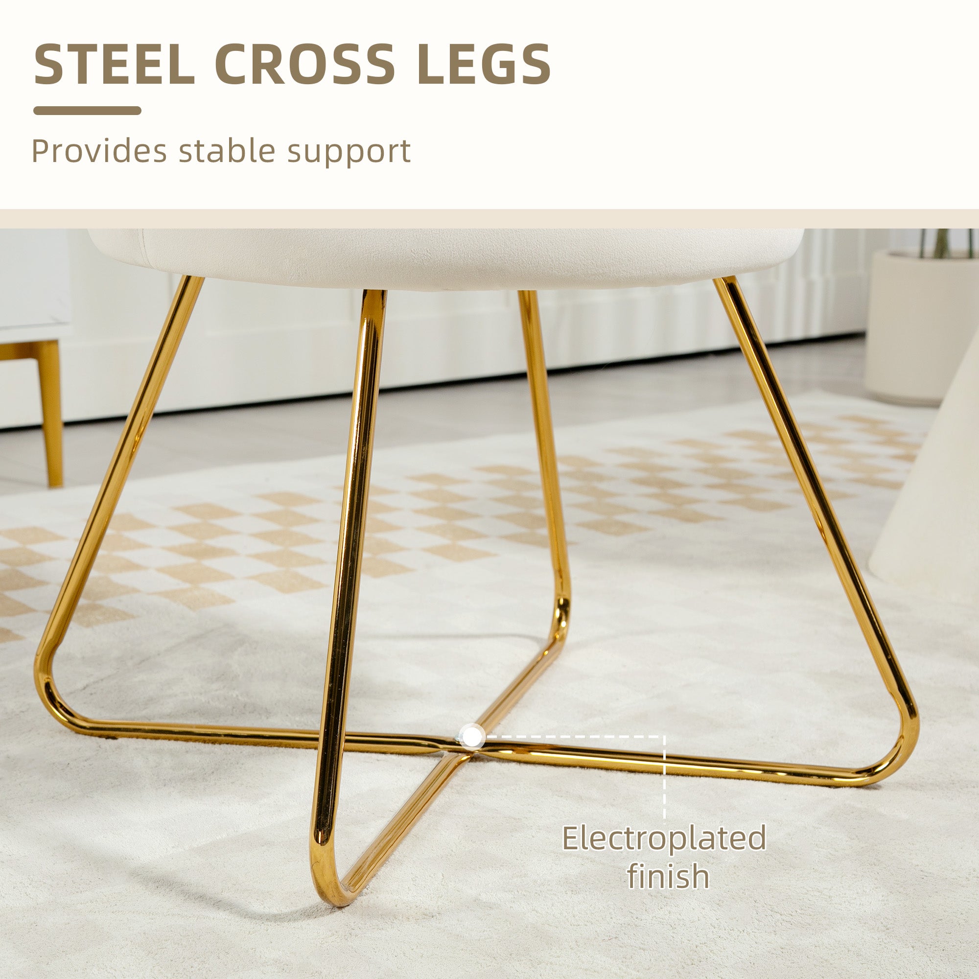 HOMCOM Velvet-Feel Lotus Petal Accent Chair - Cream