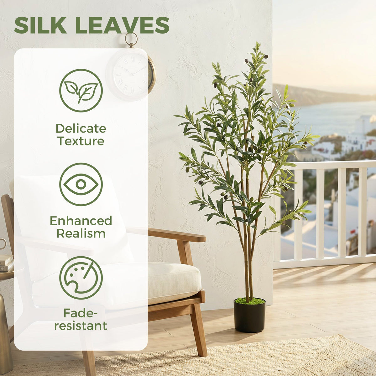 HOMCOM Decorative Artificial Plant, 120 cm Silk Olive Tree with 303 Leaves in Cement Pot, Fake Plant
