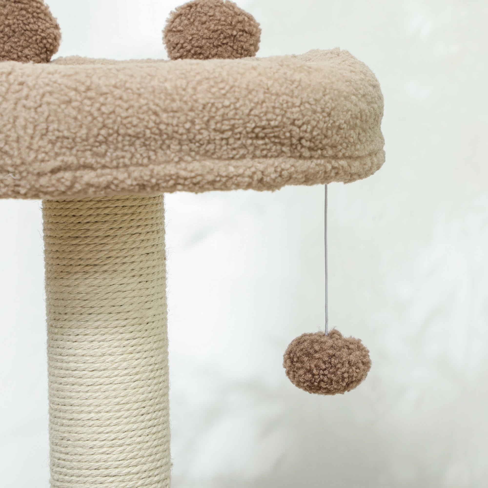 PawHut Cat Tree for Indoor Cats, 88cm Cat Tower with Sisal Scratching Post, Hanging Ball, Large Cat Perch, Stairs, Brown