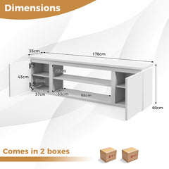 TV Cabinet for TVs up to 80 Inch Media Console Table with 3 Adjustable Shelves-White