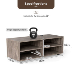 Home TV Stand with 5 Positions Adjustable Shelves for TV up to 4 Cubbies-Grey