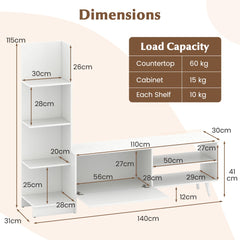 TV Stand for TVs up to 50 Inches with Adjustable Shelf for Living Room Bedroom-White