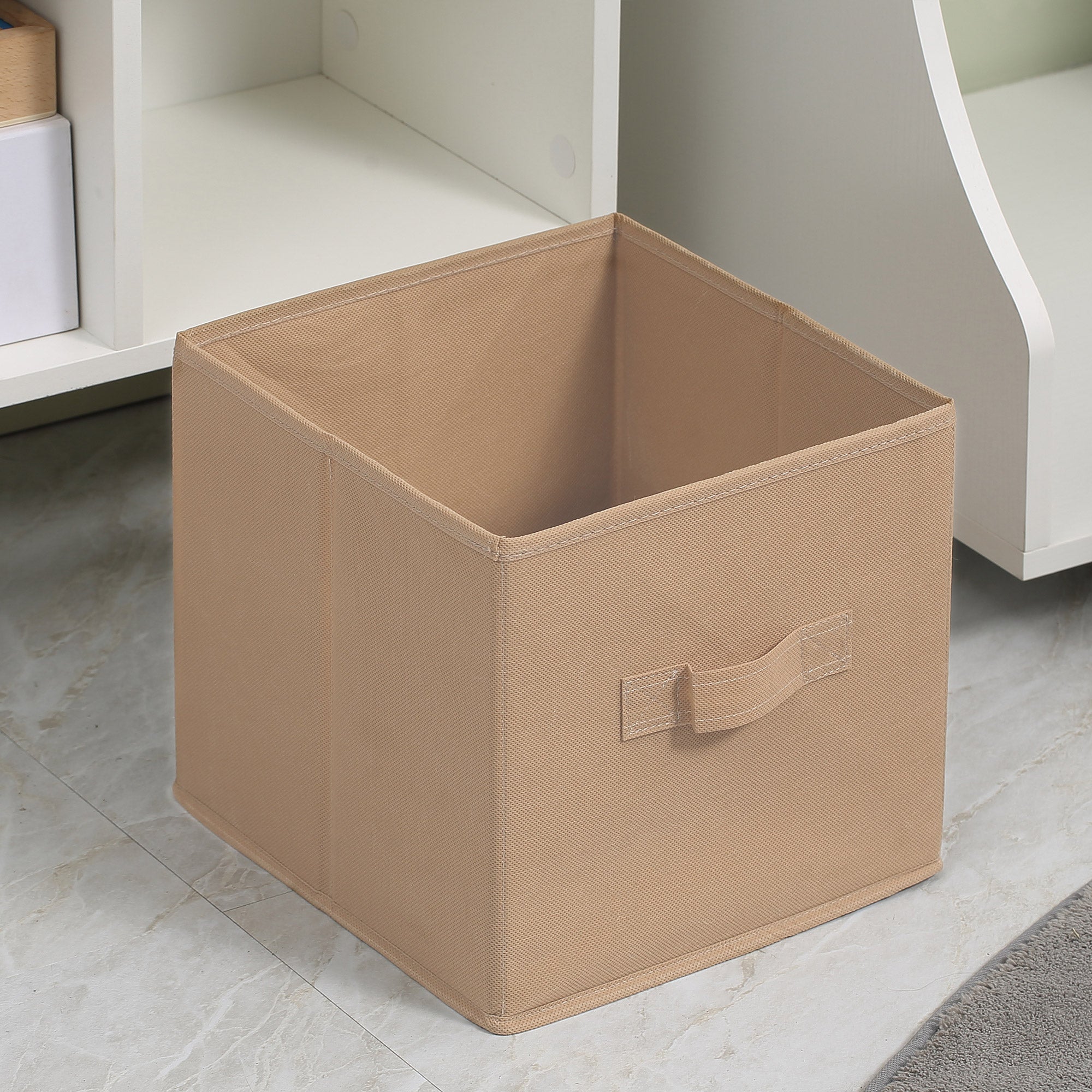 HOMCOM Freestanding 4 Cube Unit Cabinet Unit w/ 3 Fabric Drawers Handles Home Office Storage Shelves