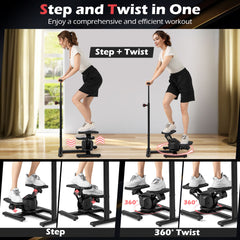 Twist Stepper with Adjustable Handlebar and LCD Monitor-Black
