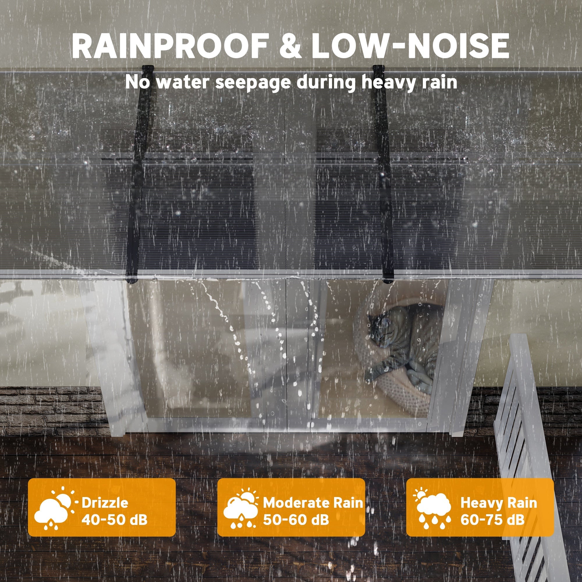 Outsunny Front Door Canopy, Outdoor Awning, Rain Shelter, 303 x 96cm , Clear