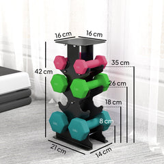 SPORTNOW Hex Dumbbells Set with Dumbbell Rack, Non Slip Hand Weights for Home Gym Strength Training, 2 x 1kg, 2 x 3kg, 2 x 5kg