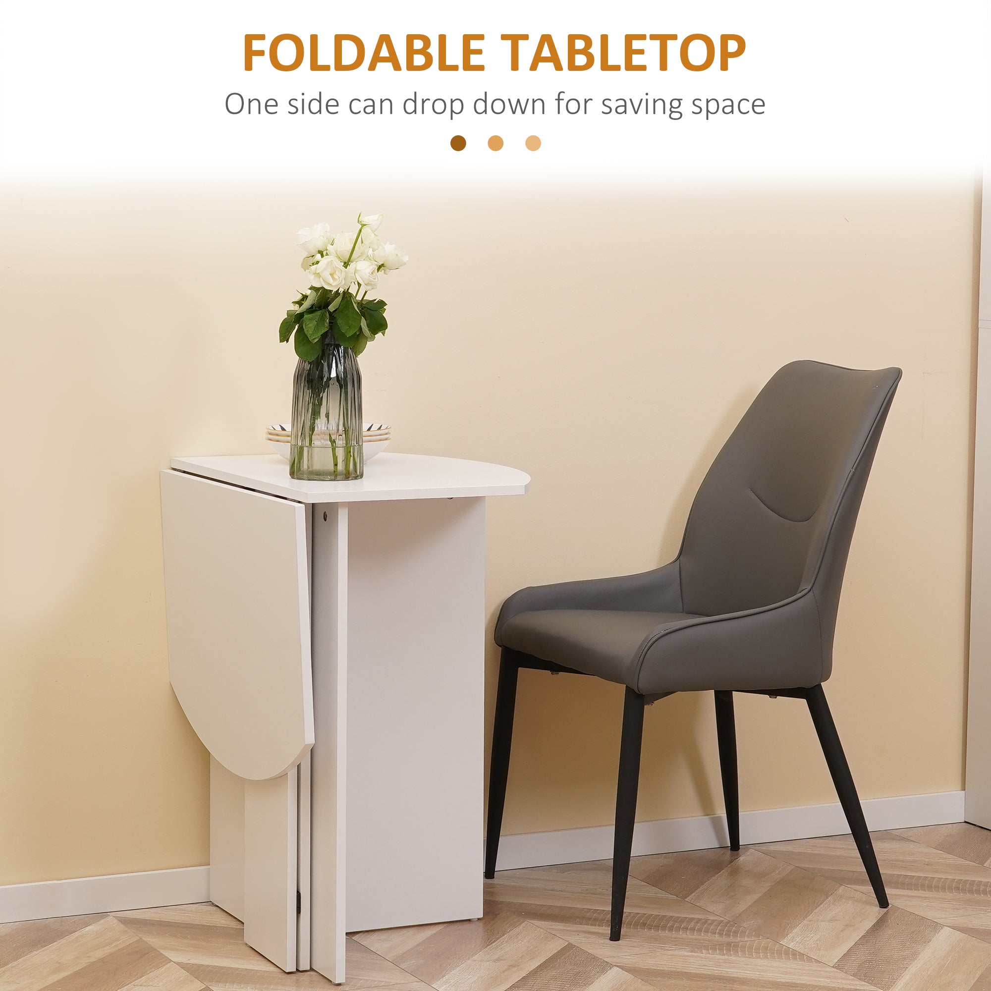 HOMCOM Four-Person Drop Leaf Dining Table - White