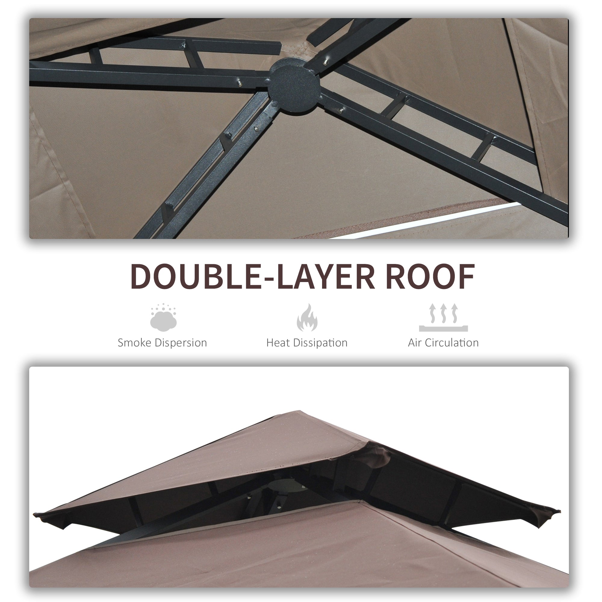 Outsunny 2.4 x 1.5 m (8' x 5') Grill Gazebo Canopy with Extendable Side Awnings, Outdoor BBQ Gazebo Shelter with 2 Side Shelves for Garden, Patio, Barbecue, Picnic, Coffee