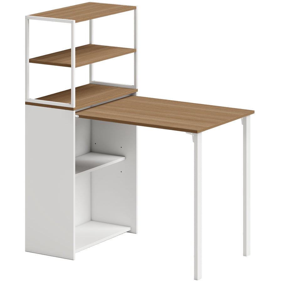 HOMCOM Folding Shelf and Work Table - Natural