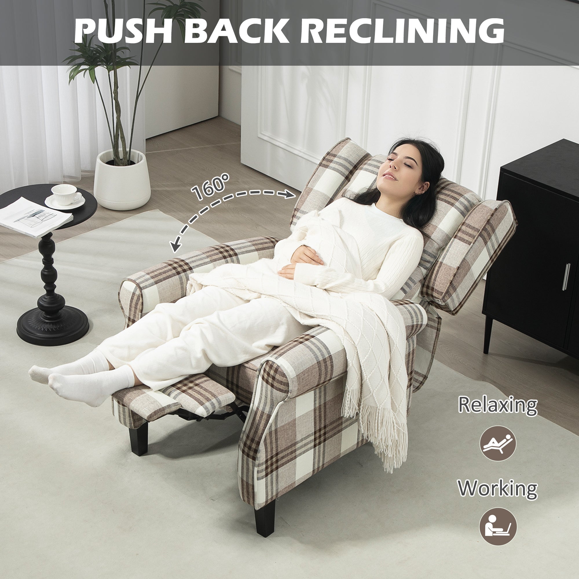 HOMCOM 160 Reclining Armchair, with Footrest - Brown