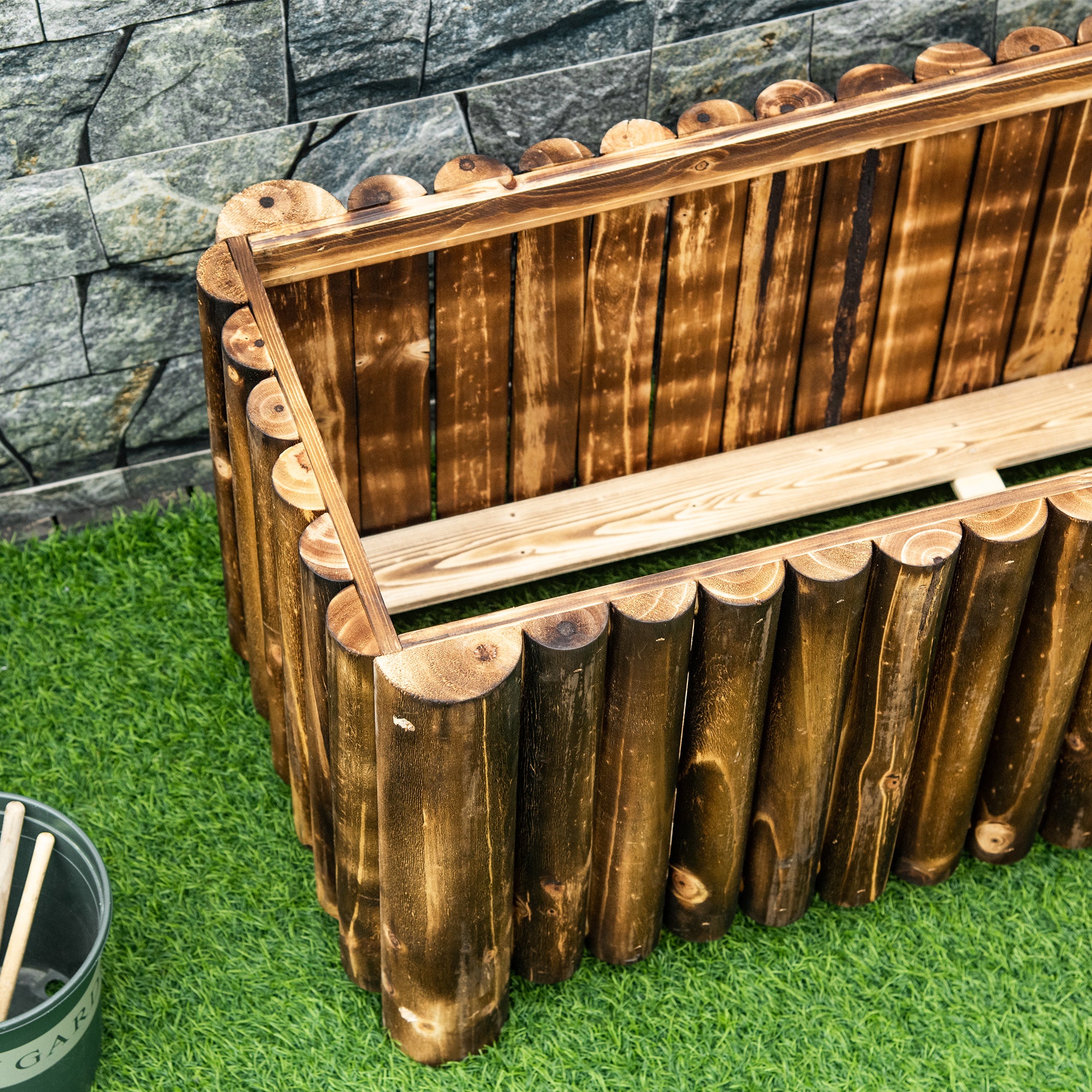 Outsunny 100L Raised Flower Bed Wooden Rectangular Planter Container Box Flower Pot Herb Pot 100L x 38.5W x 40H (cm)