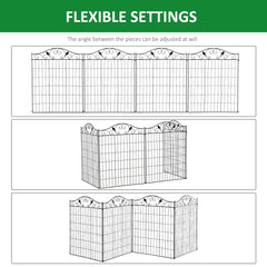 Outsunny Set of 2 Decorative Garden Fence, 8 Panels Metal Picket Fence, Versatile Shapes for Patio Lawn, 365cm x 112cm, Black
