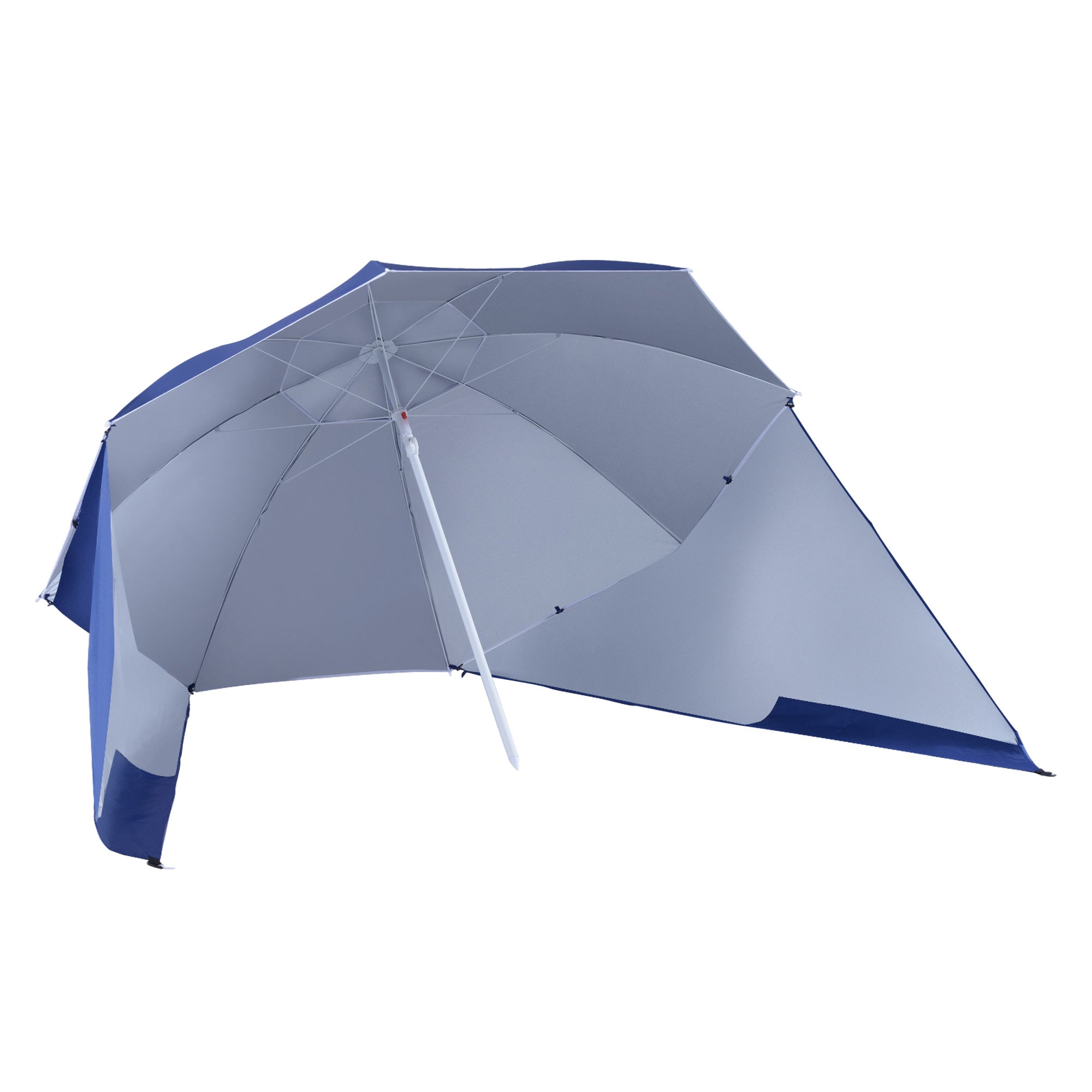 Outsunny 2m UV Protection Fishing Beach Umbrella Brolly Shelter w/ Side Panel Tent Blue