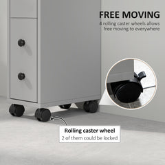 kleankin Slimline Bathroom Storage Cabinet - Grey