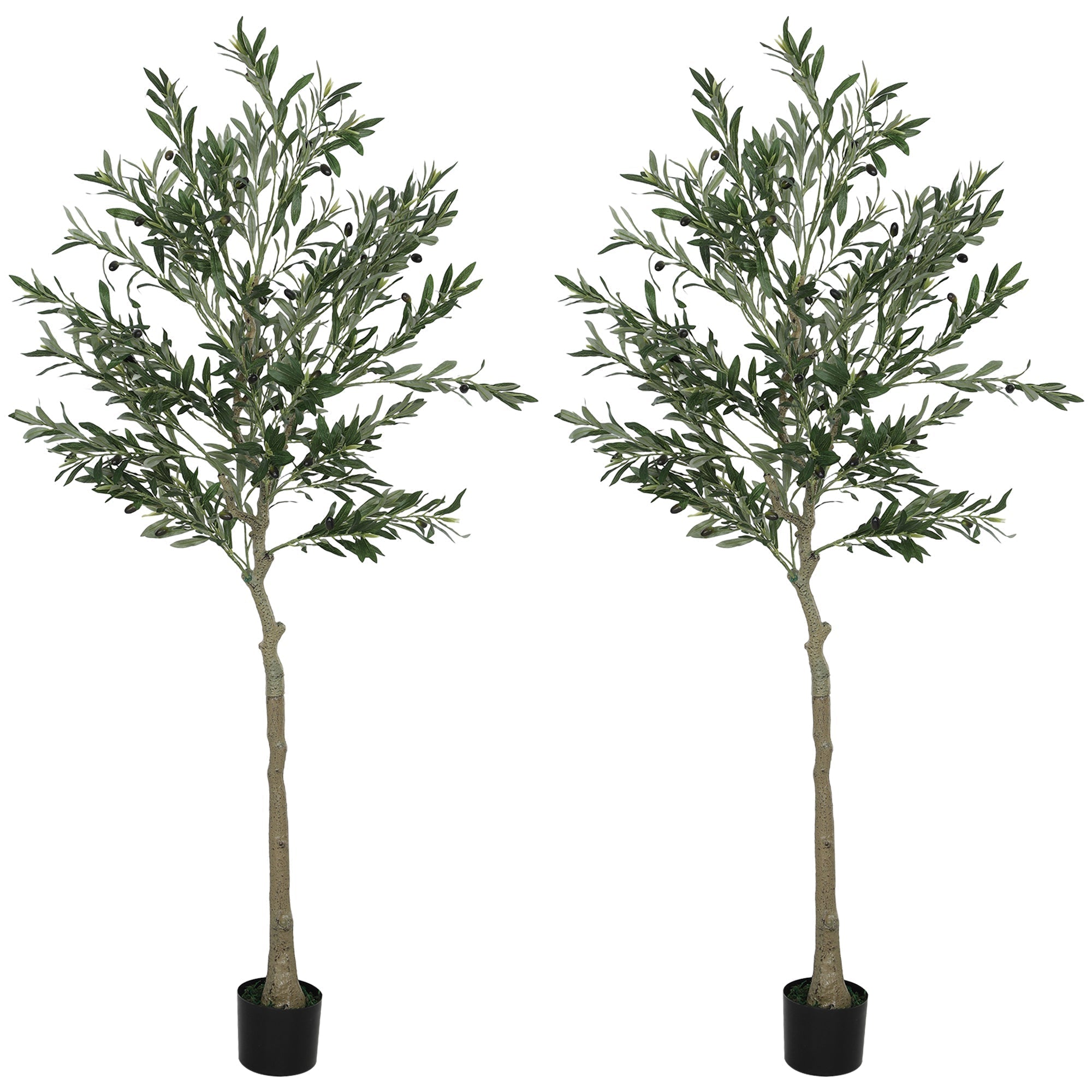 HOMCOM Set of Two Silk Leaf Artificial Olive Trees