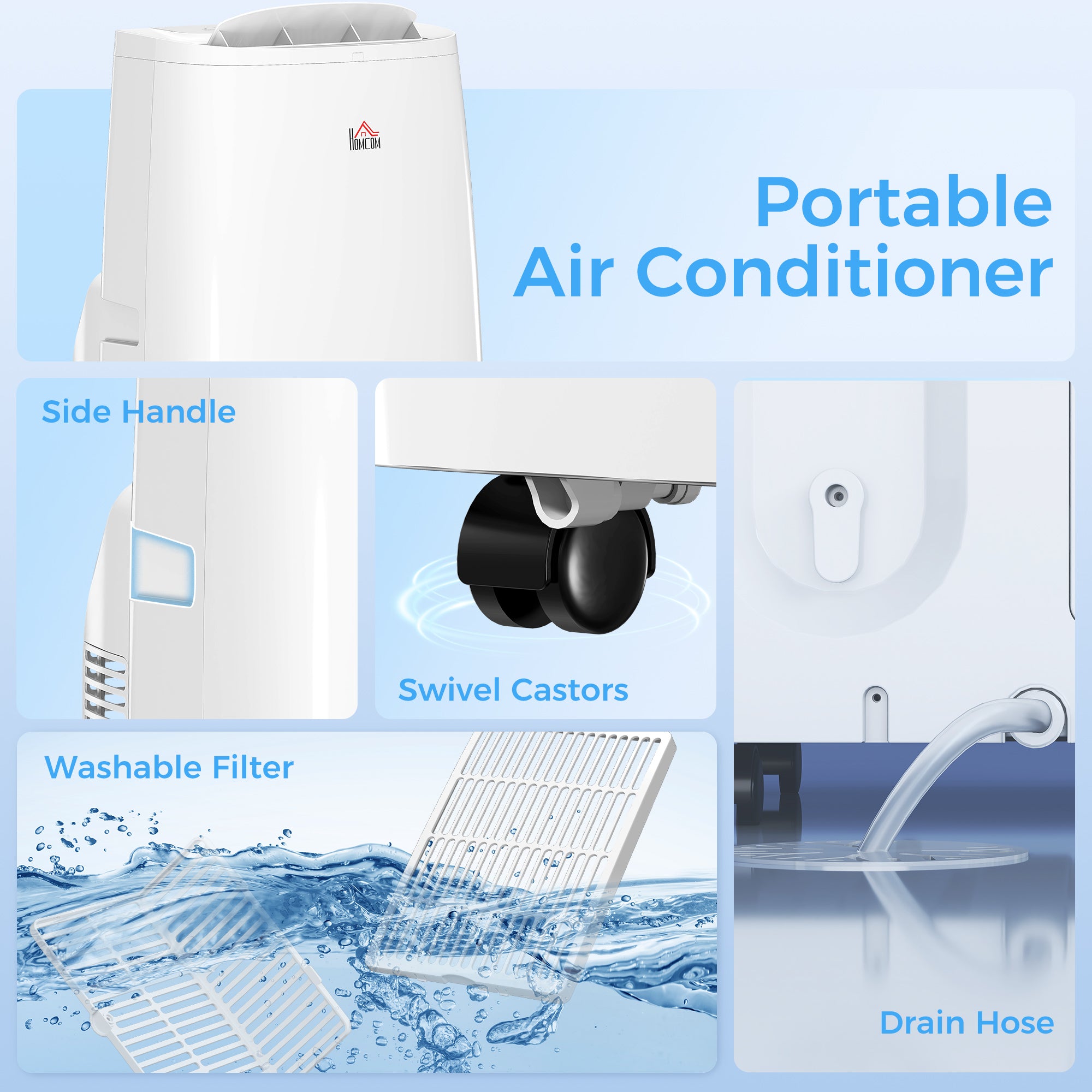 HOMCOM 14000 BTU Multi-Mode Mobile Air Conditioner, with Mounting Kit