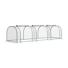 Outsunny Mini Greenhouse, Small Polytunnel Green House with Zipped Doors, Steel Frame for Garden Patio, 300 x 100 x 80cm