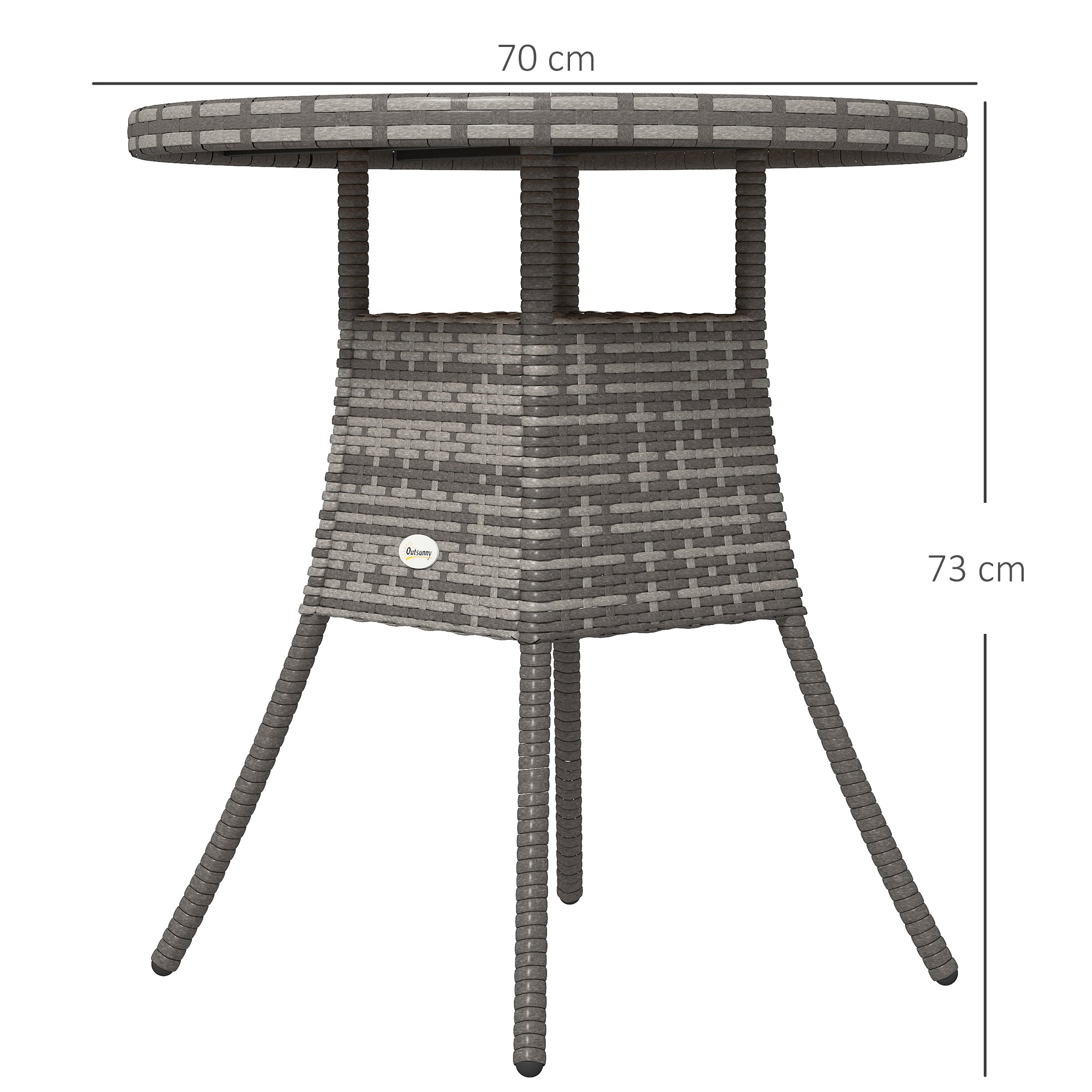 Outsunny 70 cm Wood-Effect Rattan Garden Table - Natural Wood Finish