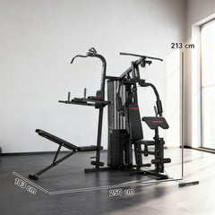 SPORTNOW All-in-One Home Gym Machine, Multifunctional Power Cage with 69 kg Weight Stack and Pulley System, Black
