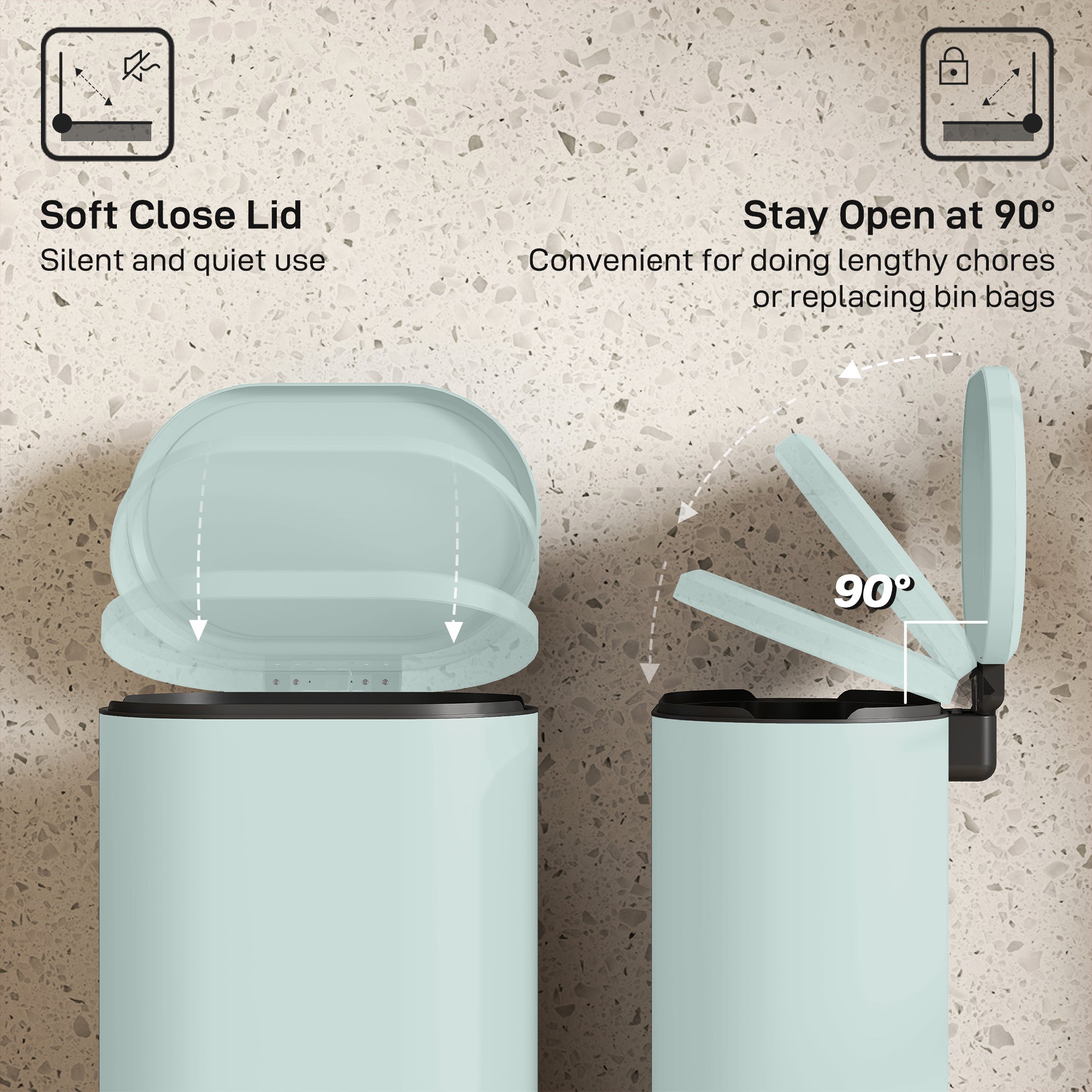 HOMCOM 30 L Modern Curved Kitchen Bin - Green