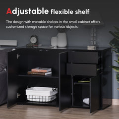 HOMCOM High Gloss Side Cabinet, Push-Open Design with 2 Drawers and 2 Cabinets for Living Room, 74H x 117W x 36Dcm, Black