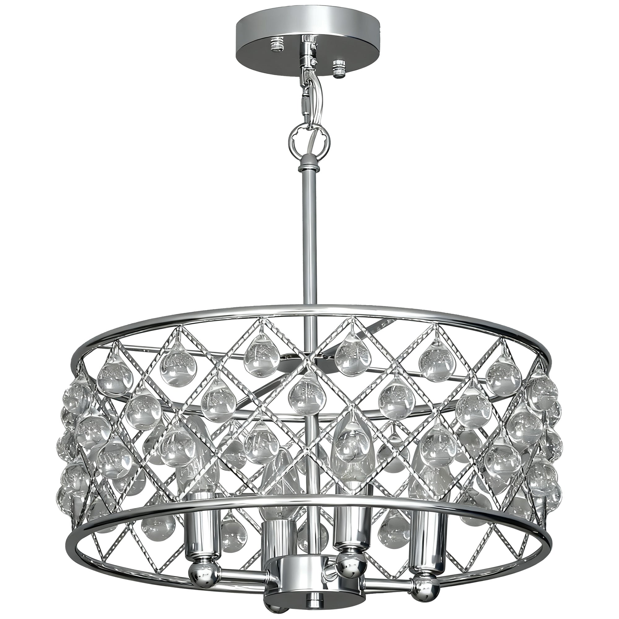 HOMCOM 51 Crystallite Four-Bulb Chandelier - Silver-Tone
