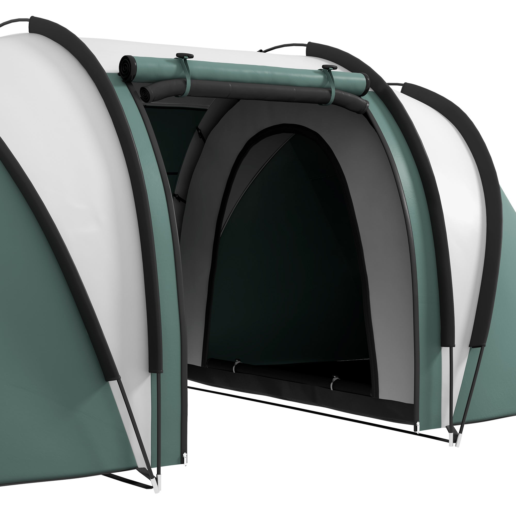 Outsunny Two-Man Tent, with Bedrooms, Living Room and Canopy - Dark Green