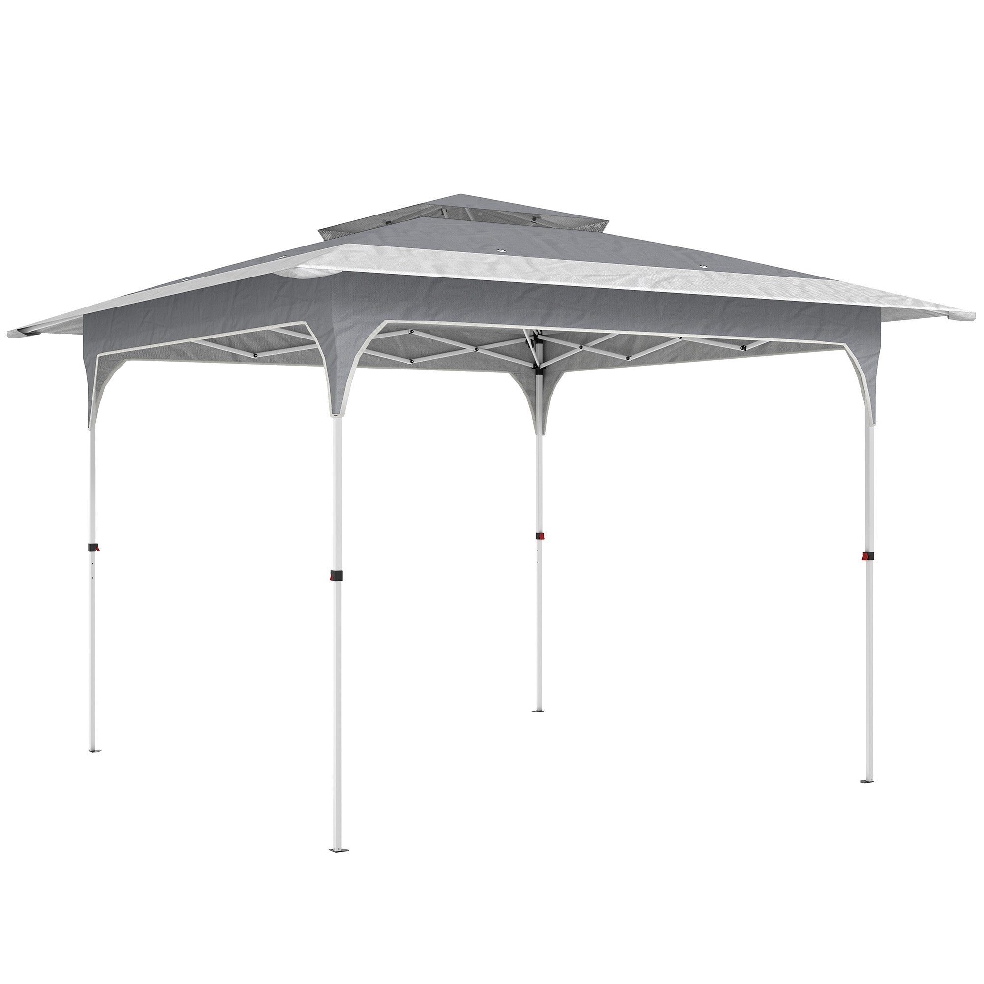 Outsunny 3.5 x 3.5 m Pop Up Gazebo with One-Push Setup, UPF50+ Double Tier Garden Party Tent Marquee with Carry Bag, Dark Grey