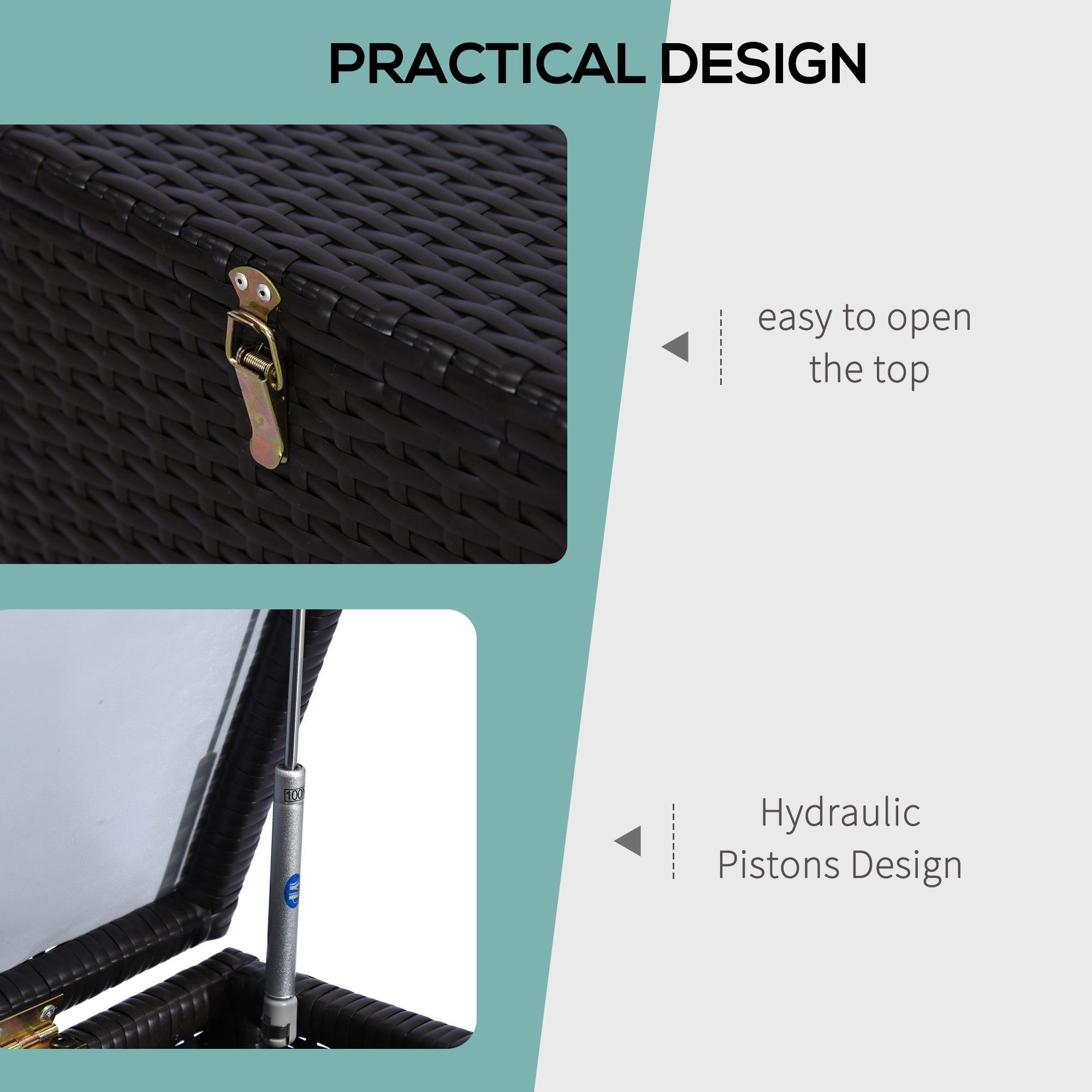 Outsunny 284 L Rattan Garden Storage Box, Outdoor Garden Storage Box with Gas Lift and Lockable Lid, Outdoor Wicker Rattan Chest Container for Garden Tools, 118 x 54 x 59 cm, Dark Brown