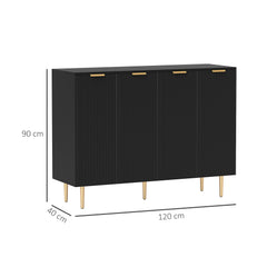 HOMCOM Sideboard Buffet Cabinet, Modern Kitchen Storage Cabinet with Adjustable Shelves and Metal Legs, Black