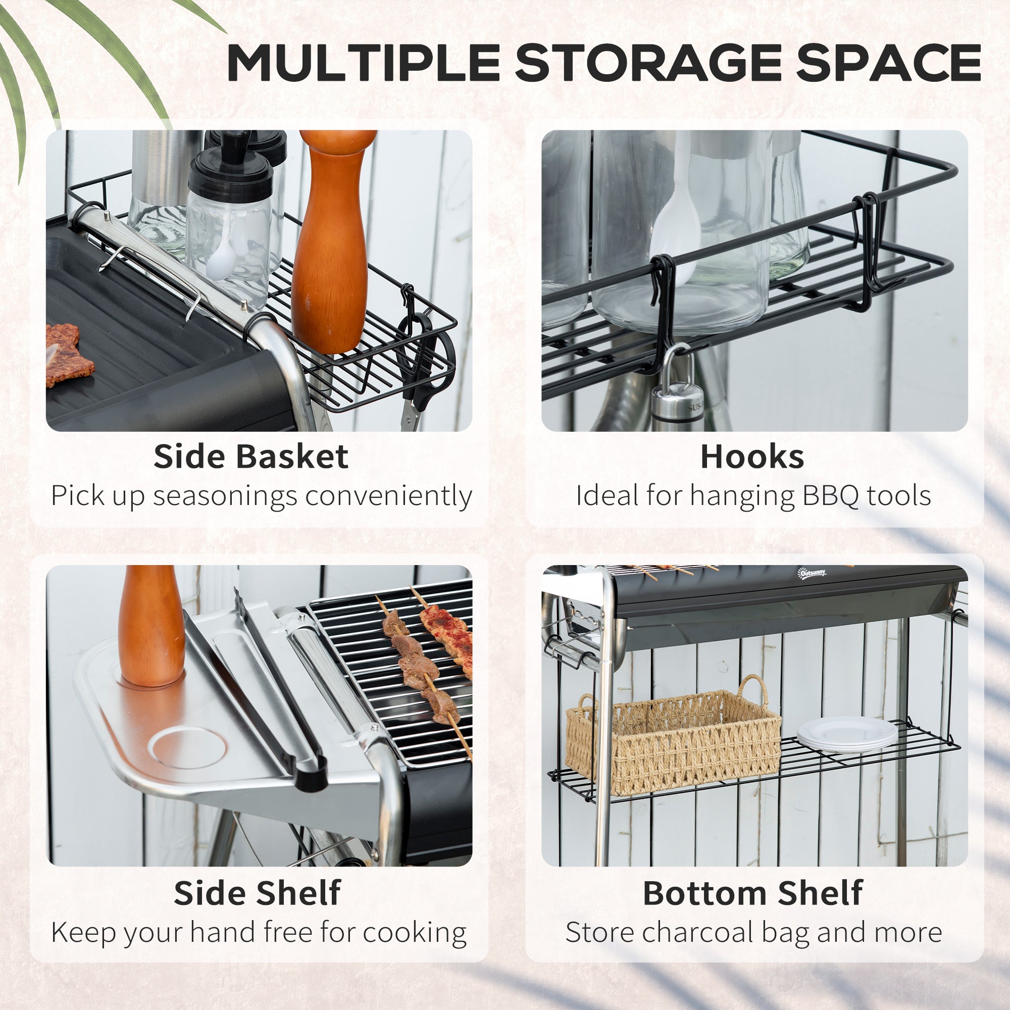 Outsunny Charcoal BBQ Grill - Black