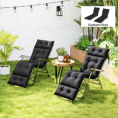 Outsunny Set of Two 190 x 56cm Sun Lounger Cushions - Black