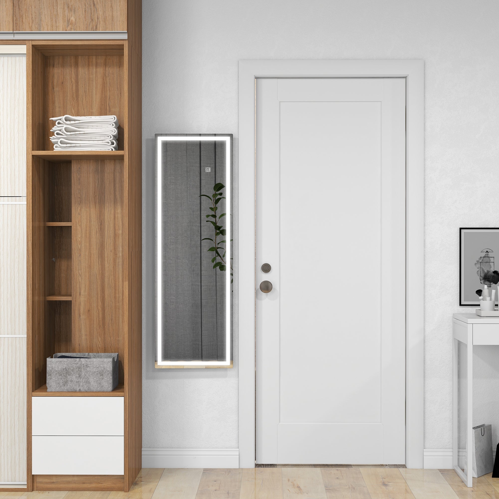 HOMCOM Dimming Full Length Mirror, 120 x 40cm Long Wall Mirror with 3 Colour LED, Smart Touch, Memory Function