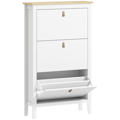 HOMCOM Modern Three-Drawer Shoe Cabinet - White