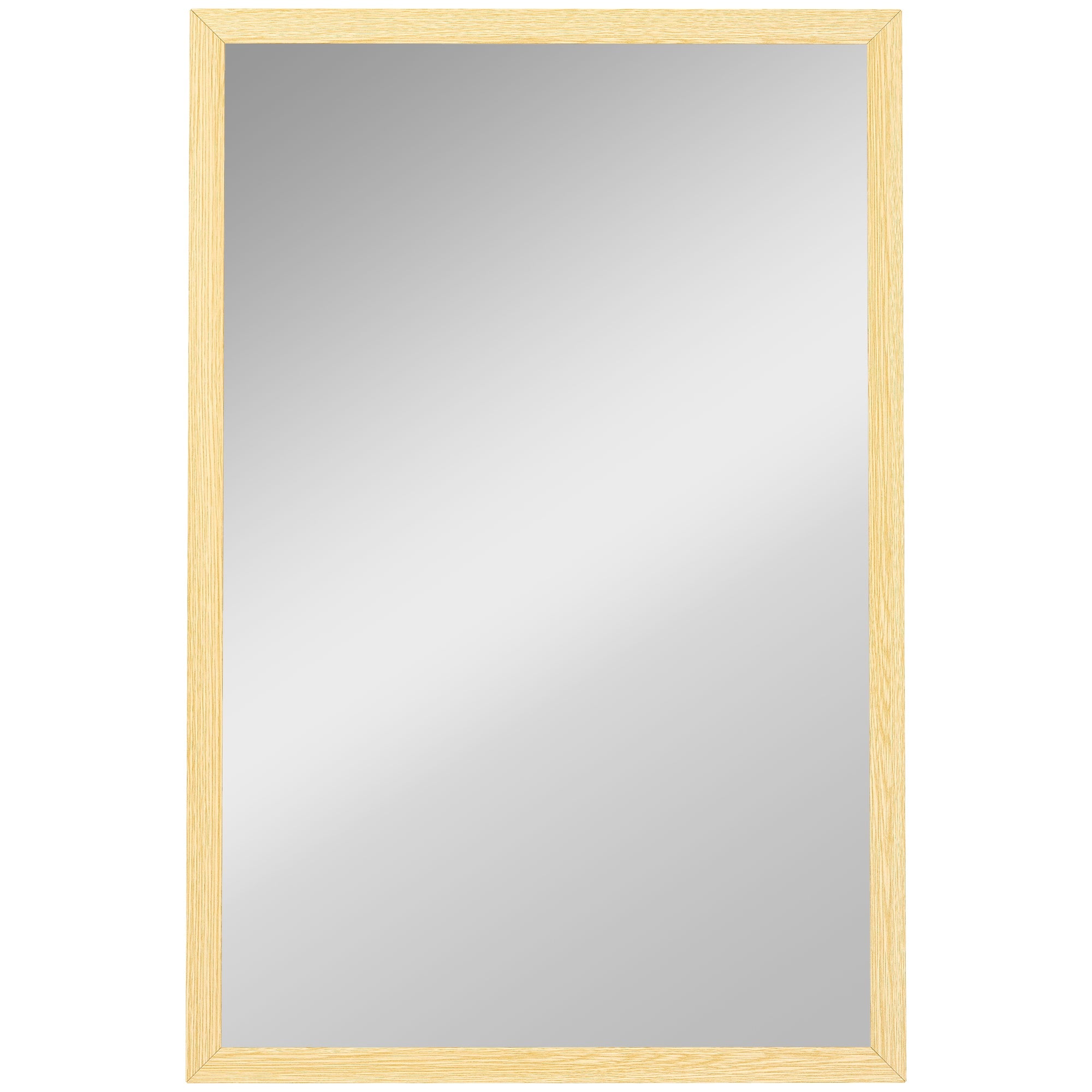 HOMCOM Wall Bathroom Mirror, 60 x 40 cm Wall-Mounted Mirror for Living Room, Bedroom, Hallway, Natural Wood Finish