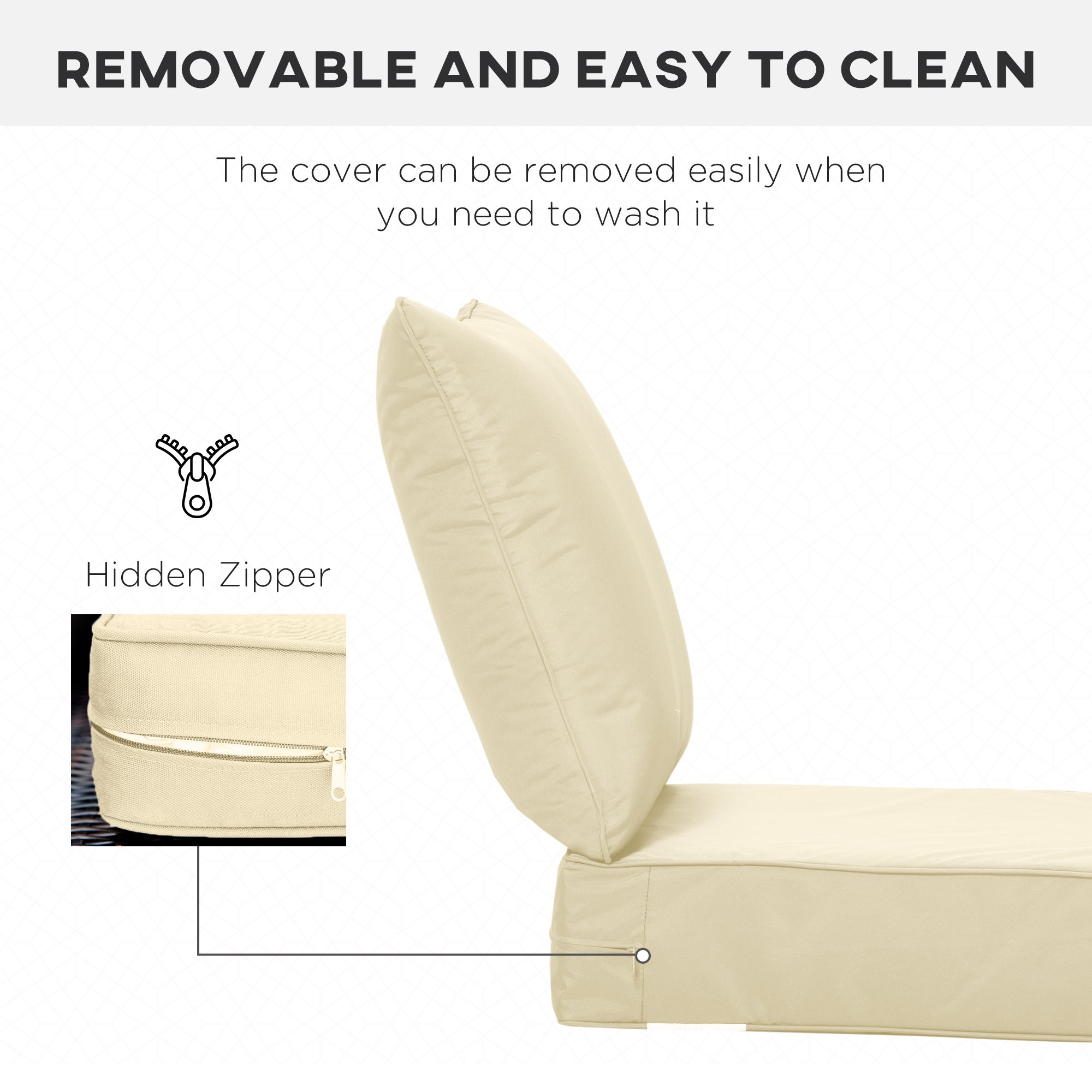 Outsunny 4 Pieces Outdoor Seat and Back Cushion Set Patio Deep Seating Chair Replacement Cushion, Beige