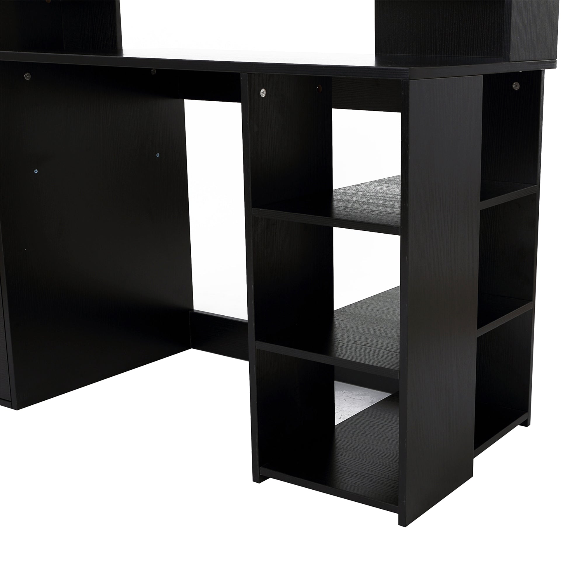 HOMCOM Computer Desk with Drawers and Storage Shelves, Office Desk Writing Table with Printer Stand, Large Workstation for Study Play Work Home Office, 137 x 55 x 92cm, Black
