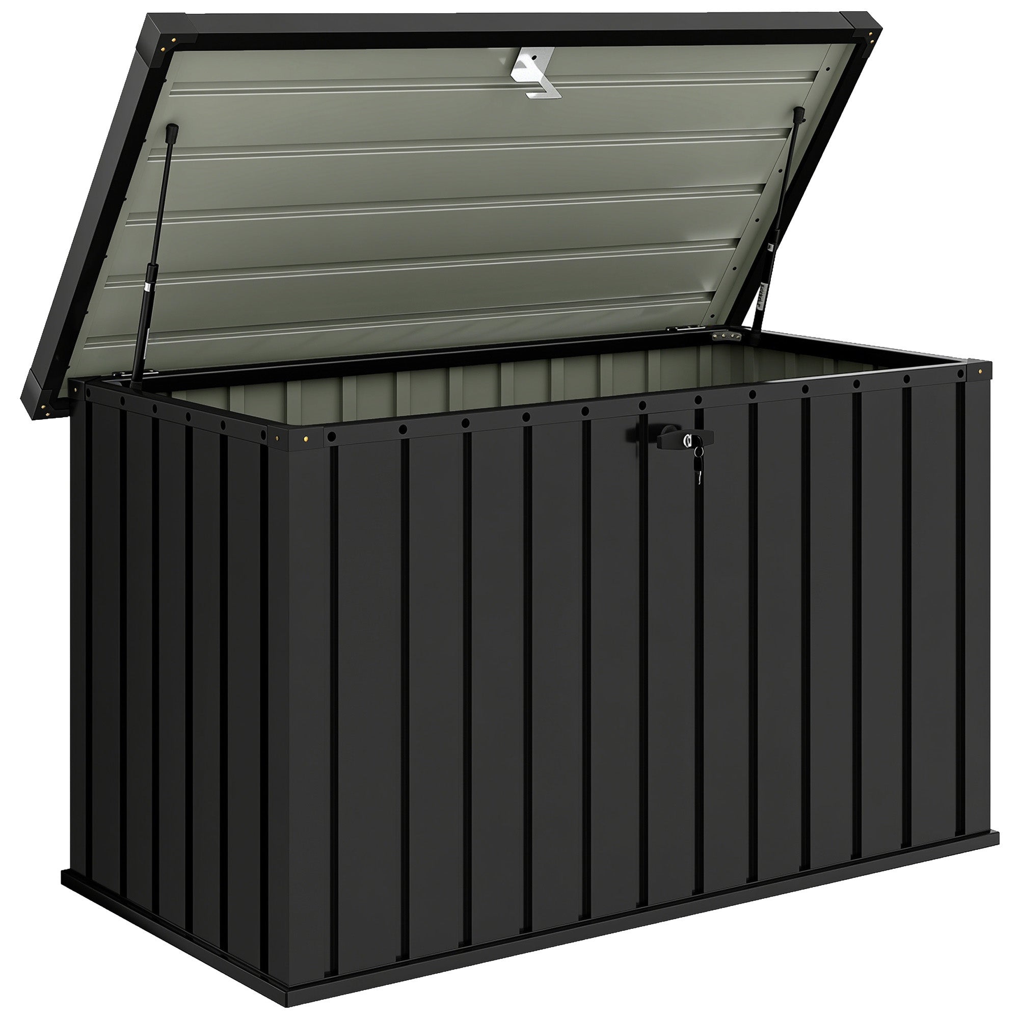 Outsunny 400L Galvanised Steel Garden Storage Box, Black