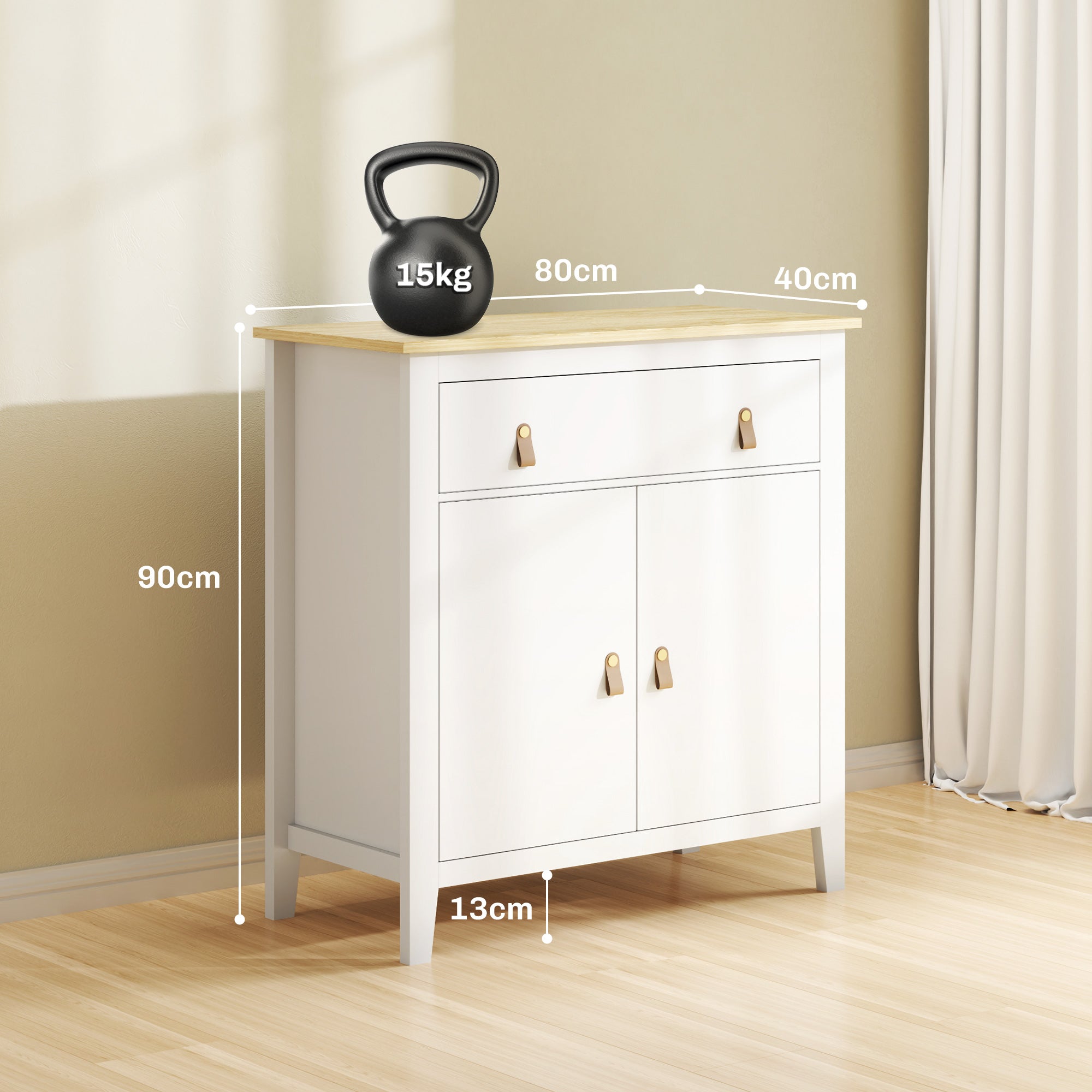 HOMCOM Farmhouse Style Sideboard - White