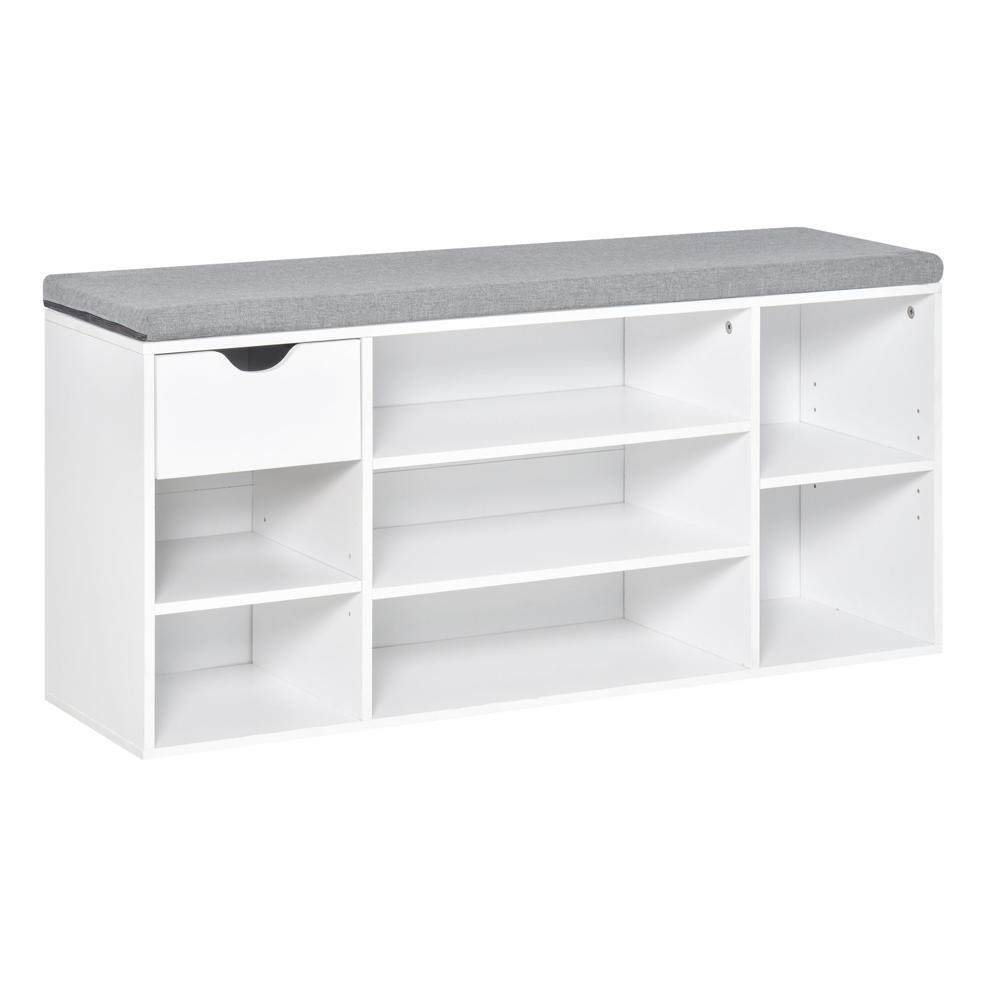 HOMCOM Shoe Storage Bench with Cushion - White