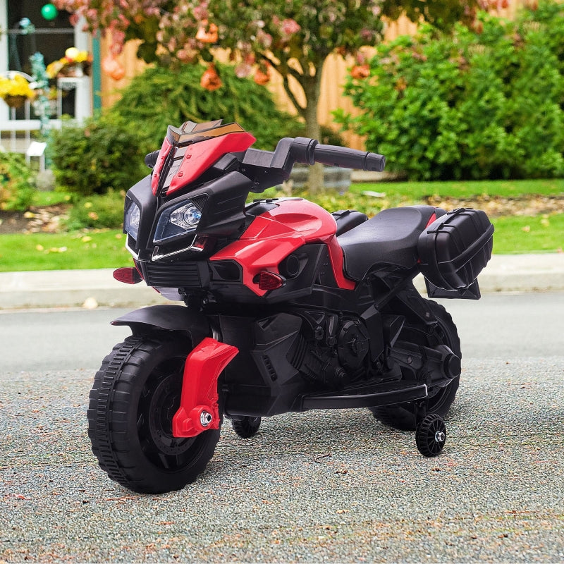 HOMCOM Kids 6V Electric Ride On Motorcycle Vehicle w/ Lights Horn Realistic Sounds Outdoor Play Toy for 1.5-4 Years Old Red