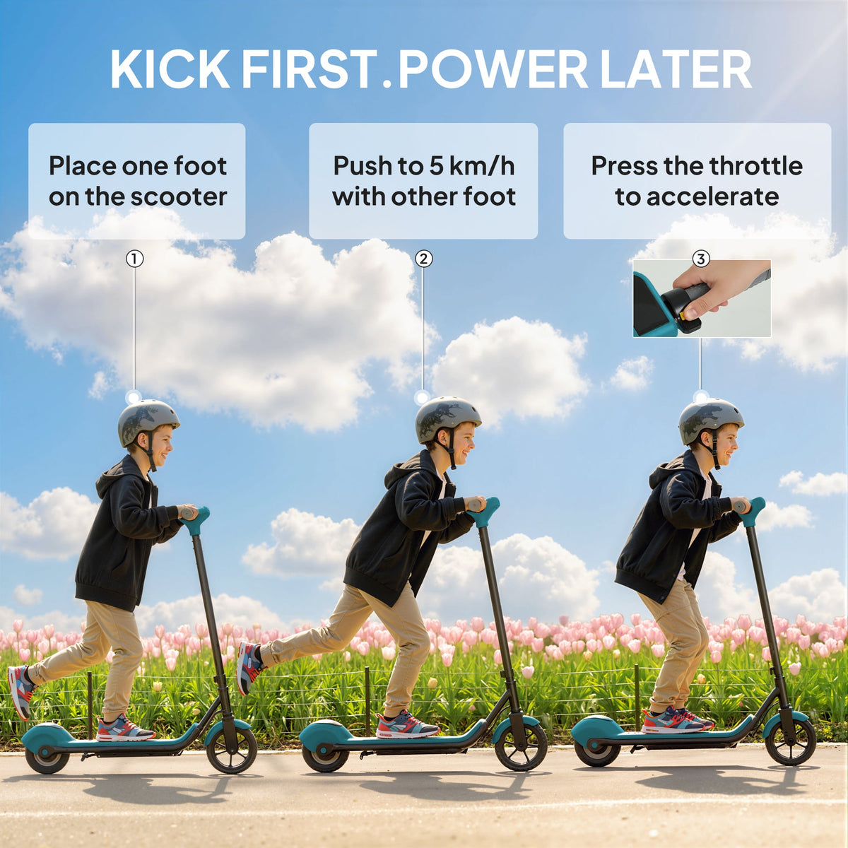 SPORTNOW Electric Scooter for Kids, with LED Display, Green