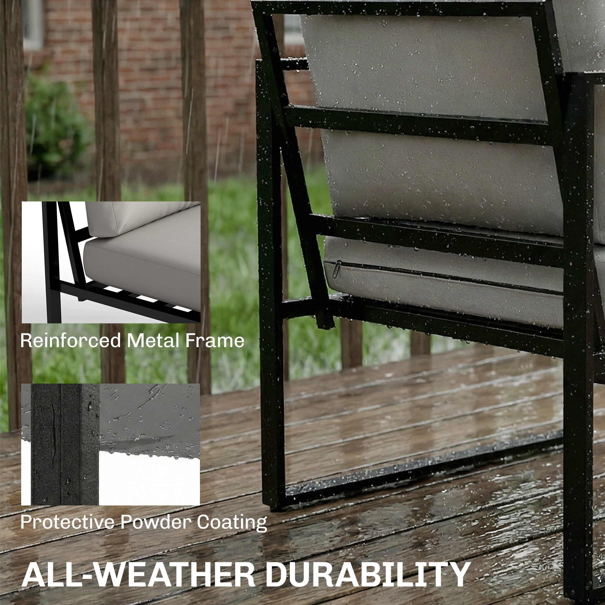 Outsunny Outdoor Garden Furniture Set, 4 Piece Patio Furniture with Slatted Table, Indoor Outdoor Balcony Patio Conservatory Set