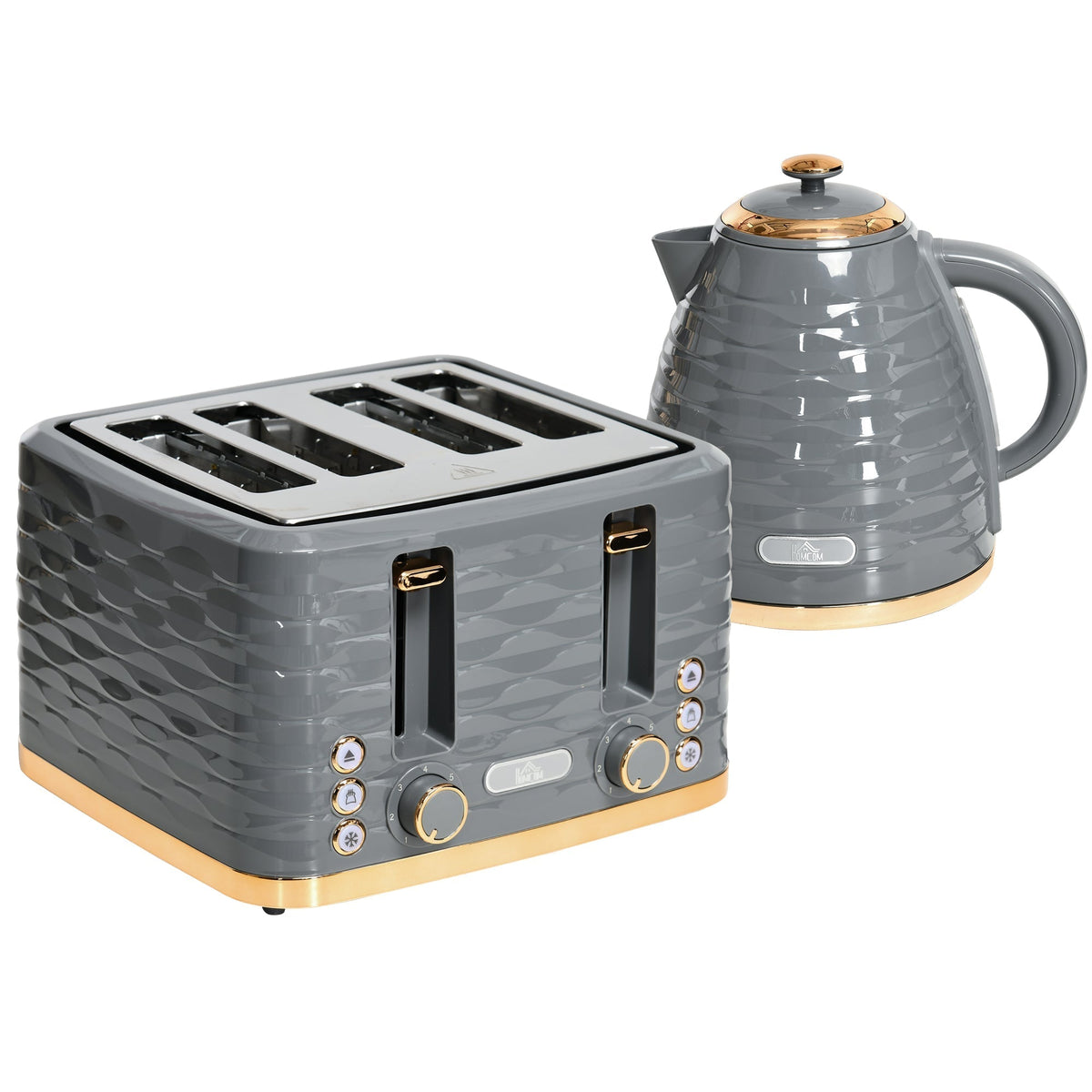 HOMCOM Four-Slice Rippled Toaster - Grey