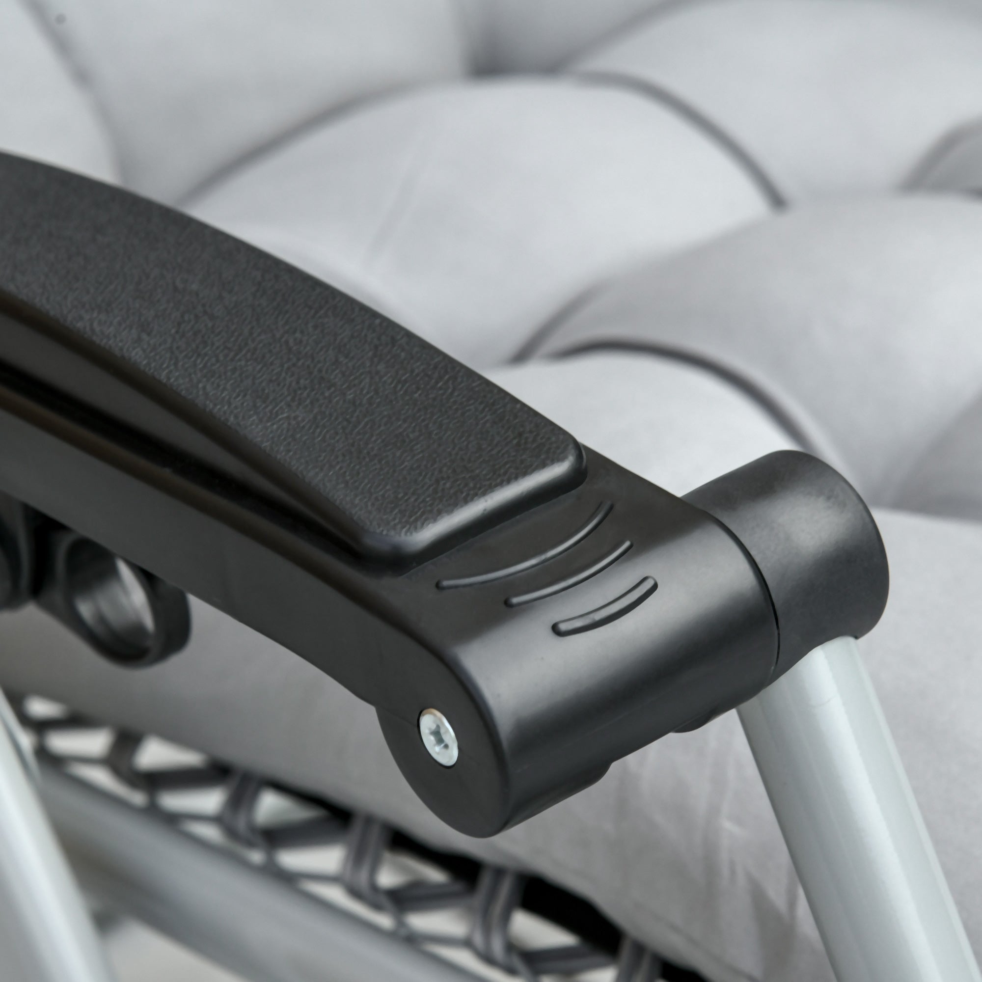 Outsunny 2pc Reclining Zero Gravity Sun Loungers ,Folding Chaise Lounge Chair with Cushions, Light Grey