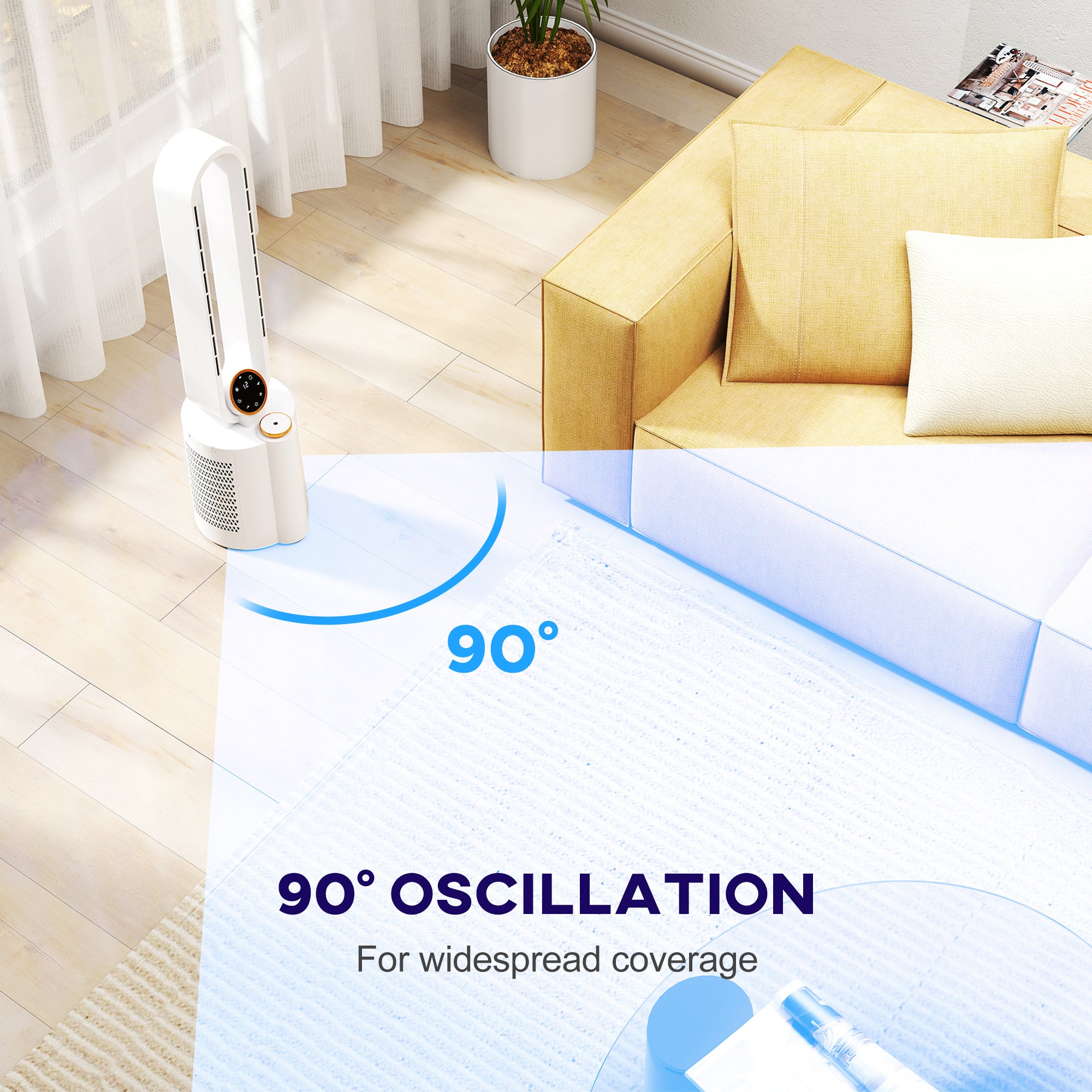 HOMCOM Multi-Mode Bladeless Tower Fan and Humidifier - White