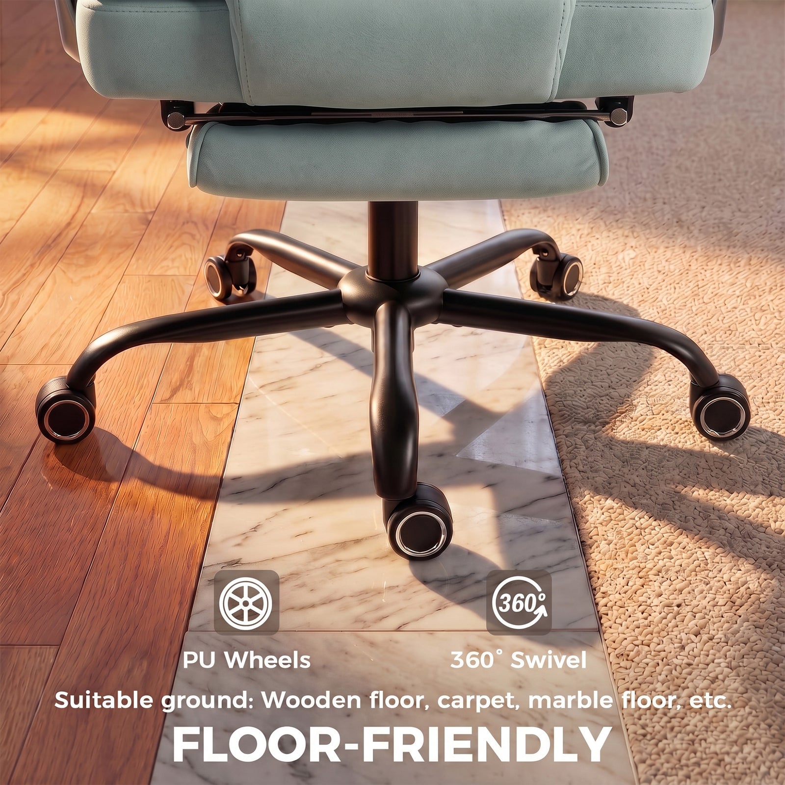 HOMCOM Executive Office Chair, Leathaire Big and Tall Office Chair 180 kg with Wide Seat, Reclining, Lumbar Support, Blue