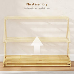 HOMCOM Three-Tier Folding Bamboo Shoe Rack - Natural Finish
