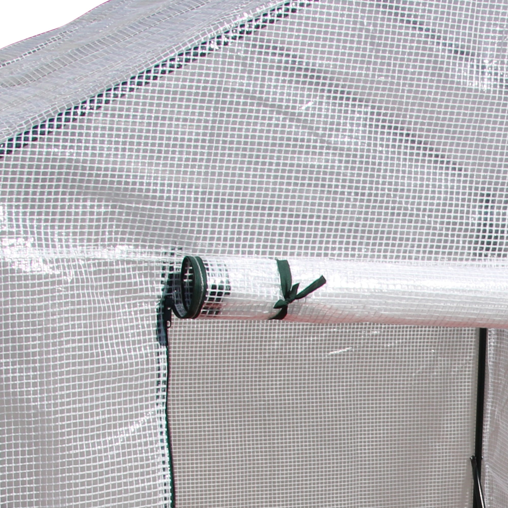 Outsunny Walk In Greenhouse with 2 Tier Shelf, Portable Gardening Plant Grow House Tomato Greenhouse with Roll up Zip Panel Door, Reinforced PE Cover, 143 x 143 x 195cm, Green