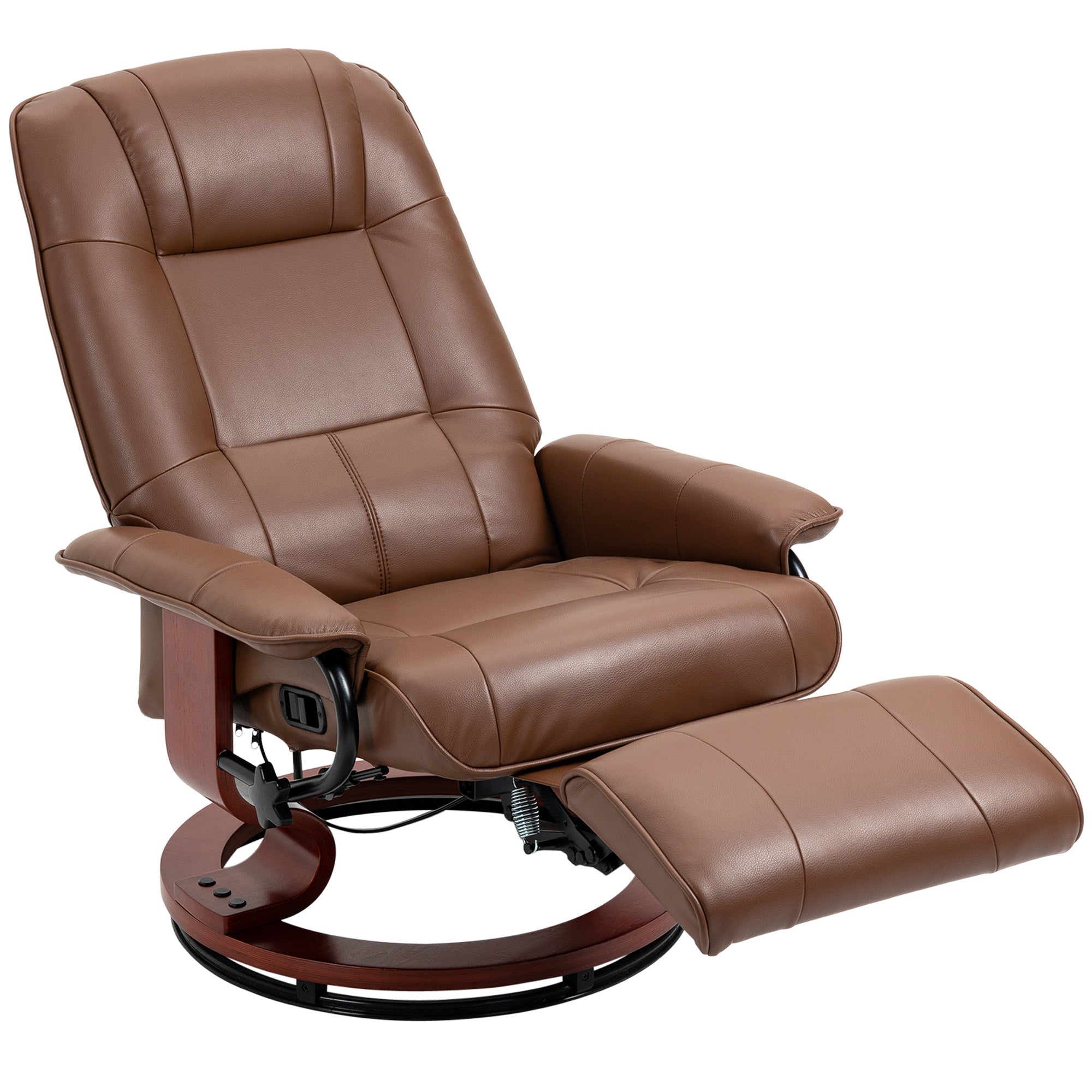 HOMCOM Faux Leather Armchair, with 145  Reclining Back and Footrest - Brown